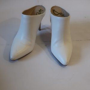 Sam Edelman "Oran" Off White Leather Heeled Mule Booties Sz 7 *